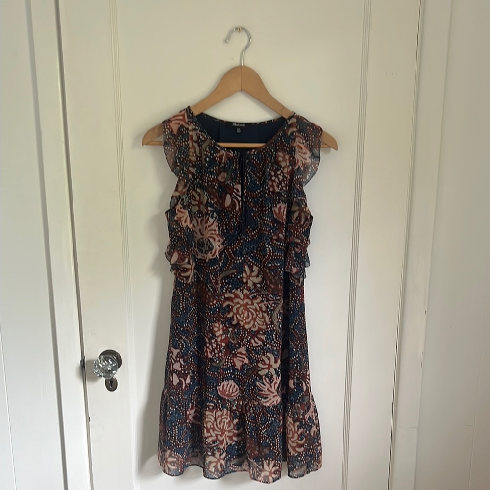 Madewell Navy and Pink Floral Mini Dress
